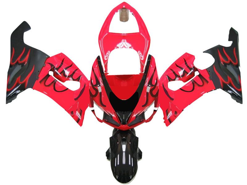 Fairings For Kawasaki ZX6R 636 Red & Black Flame Ninja (2005-2006)