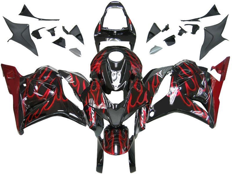Fairings For Honda CBR 600 RR Black & Red Flame (2009-2012)