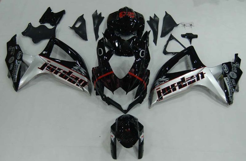 Fairings For Suzuki GSXR 600 750 Black Silver Jordan (2008-2009-2010)