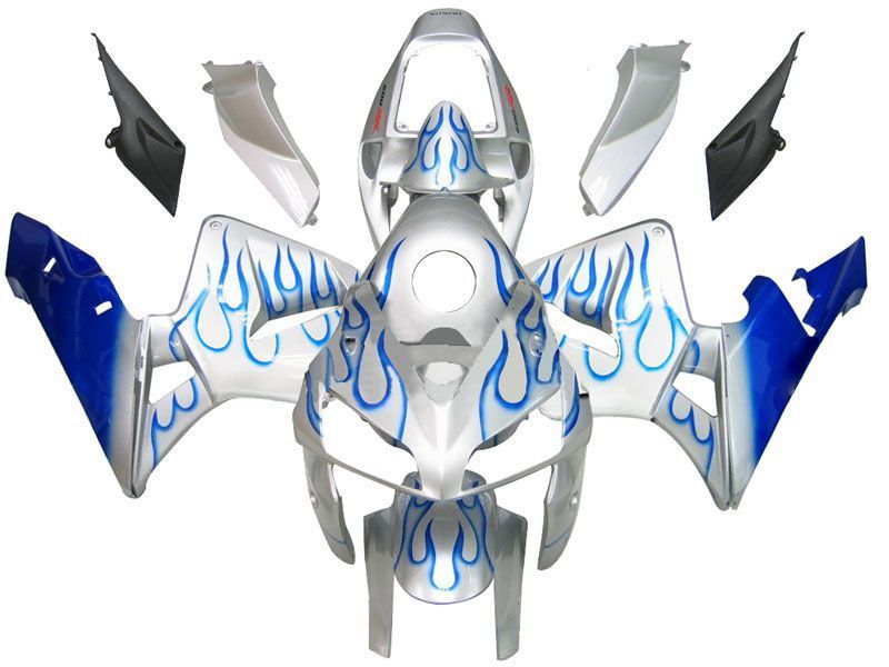 Fairings For Honda CBR 600 RR Silver & Blue Flame (2005-2006)