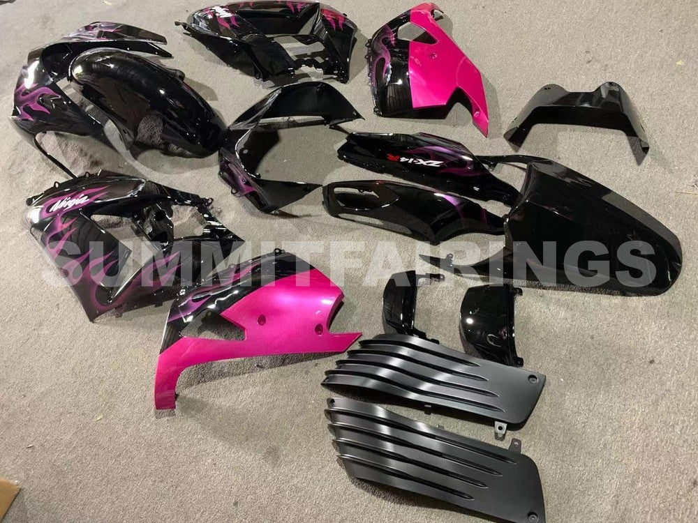 Fairings For Kawasaki ZX14R Black & Purple Flame Ninja (2006-2011)