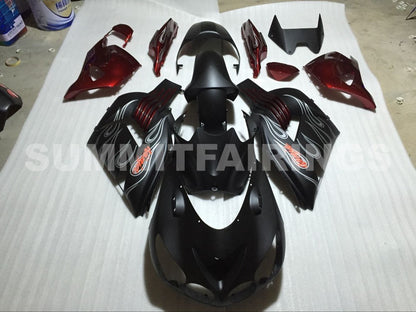 Fairings For Kawasaki ZX-14R, 2006-2011 - Matte Black Silver Flame