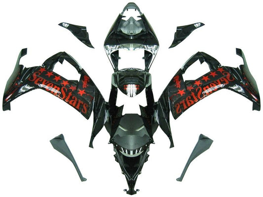 Fairings For Kawasaki ZX10R Black Orange SevenStars  (2008-2009)