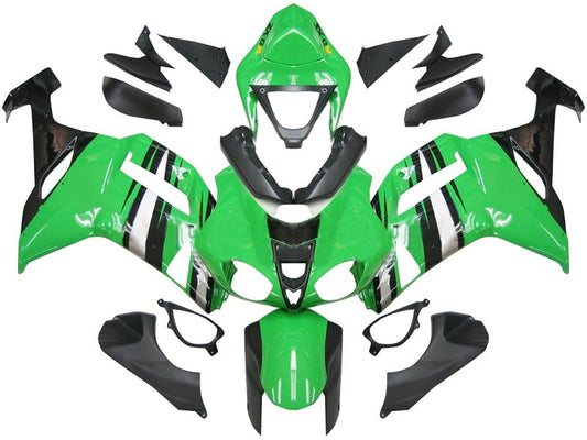 Fairings For Kawasaki ZX6R ZX636 Green Black Silver Ninja ZX6R  (2007-2008)