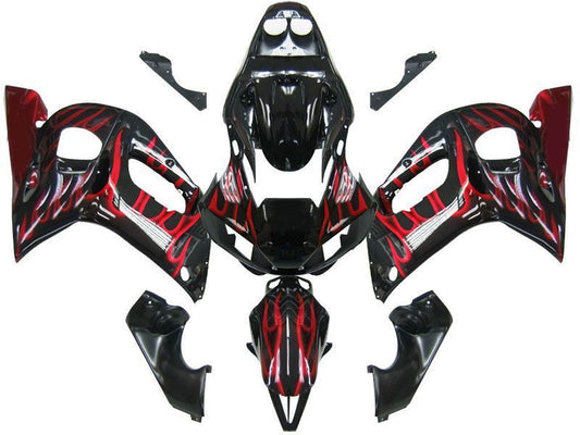 Fairingsr Yamaha YZF-R6 Black & Red Flame R6  (1998-2002)
