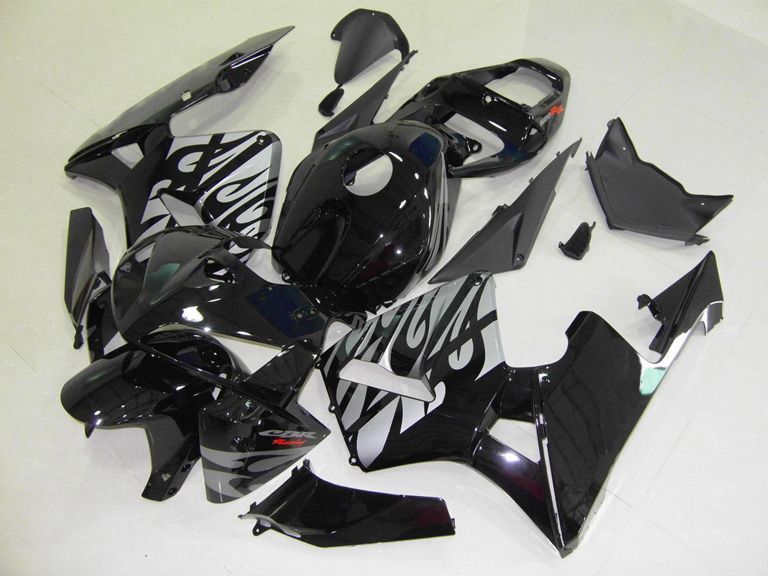 Fairings For Honda CBR 600 RR, 2005-2006 - Black & Silvery Flame