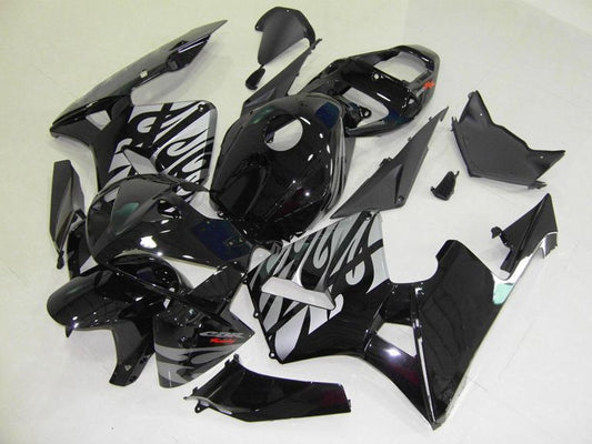 Fairings For Honda CBR 600 RR, 2005-2006 - Black & Silvery Flame
