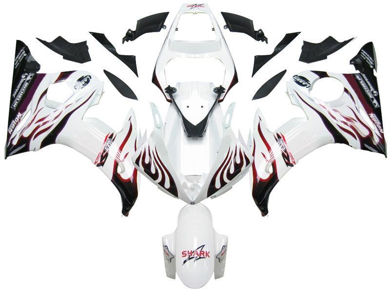 Fairings For Yamaha YZF-R6 White & Black Red Flame R6  (2005)