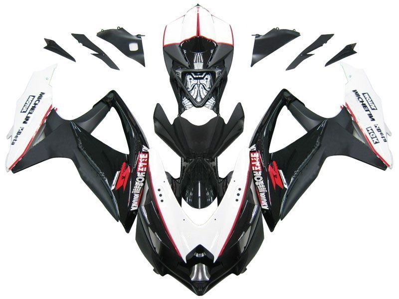Fairings For Suzuki GSXR 600 750 Black White GSXR  (2008-2009-2010)