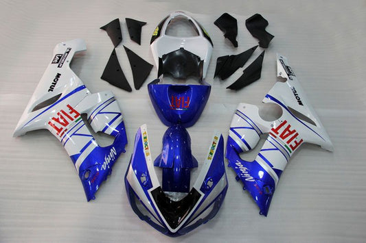 Fairings For Kawasaki ZX6R ZX636 Blue White FIAT  (2005-2006)